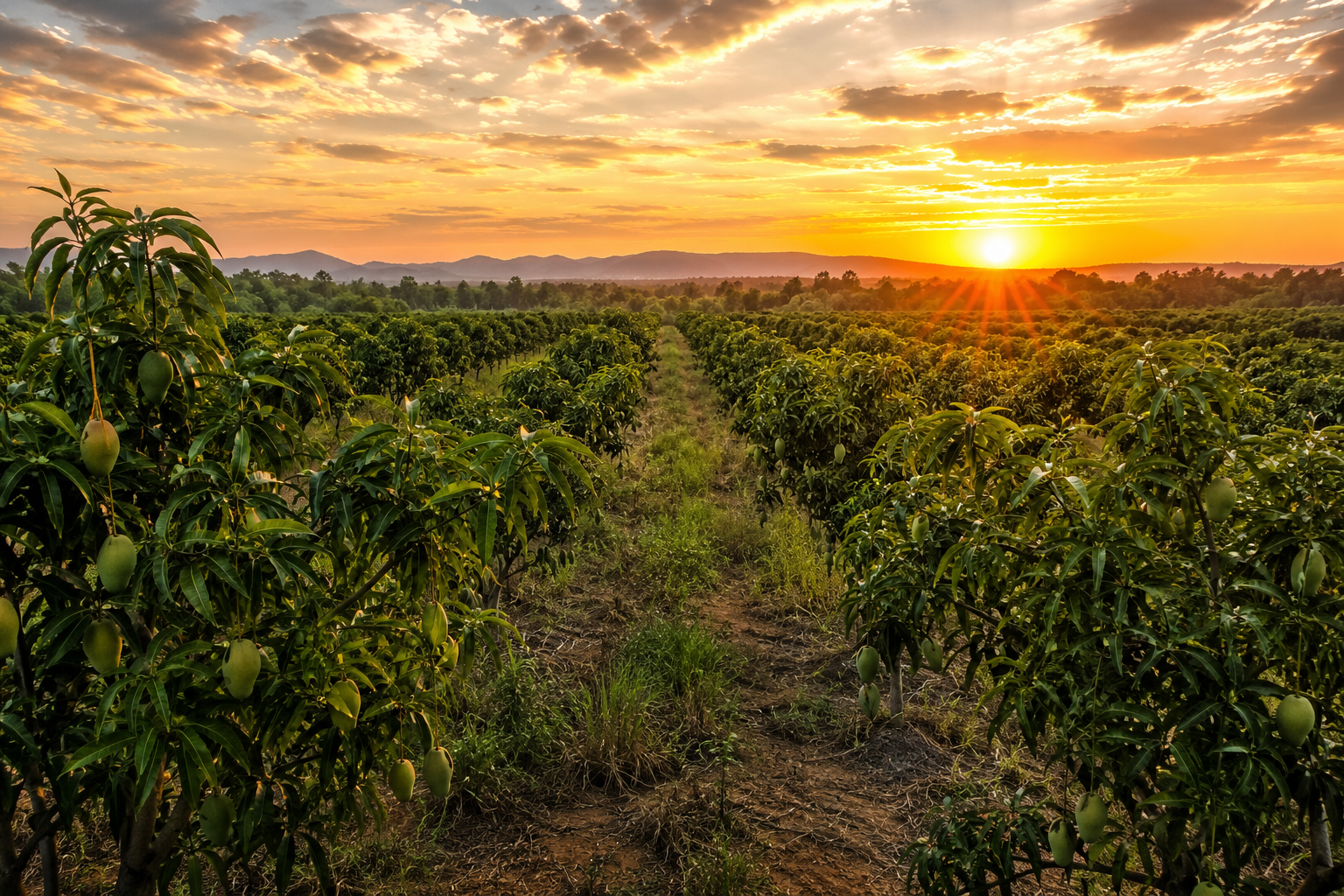 Premium Kutchi Kesar Mango Orchard Pathway in Kutch Gujarat