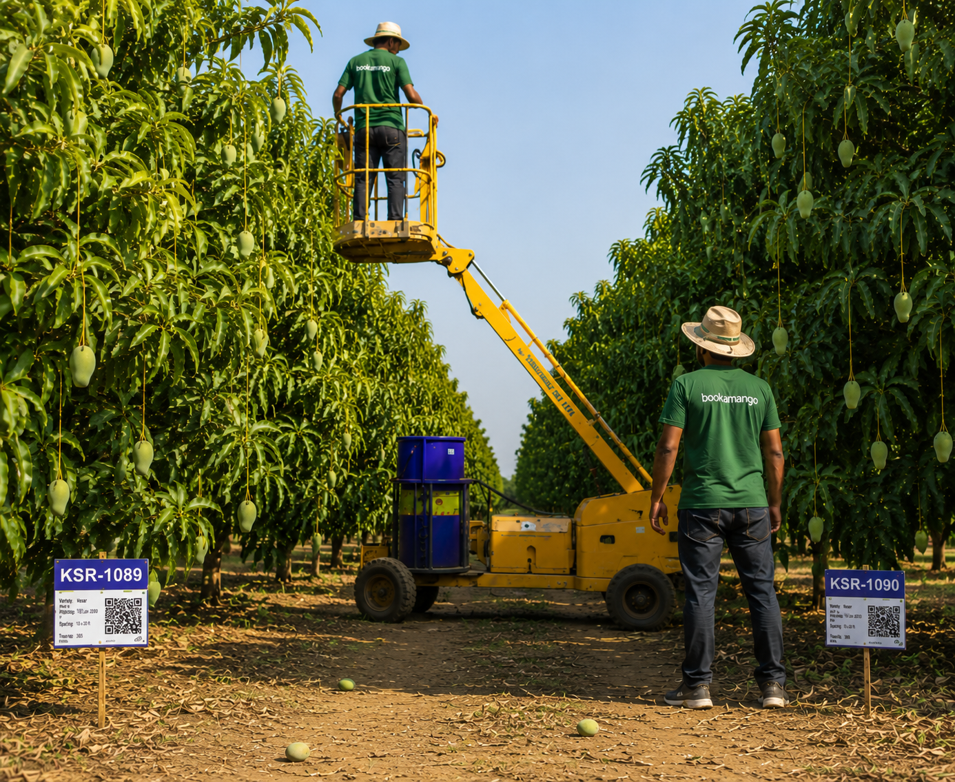 BookAMango Farm Worker Caring for Kutchi Kesar Mango Trees