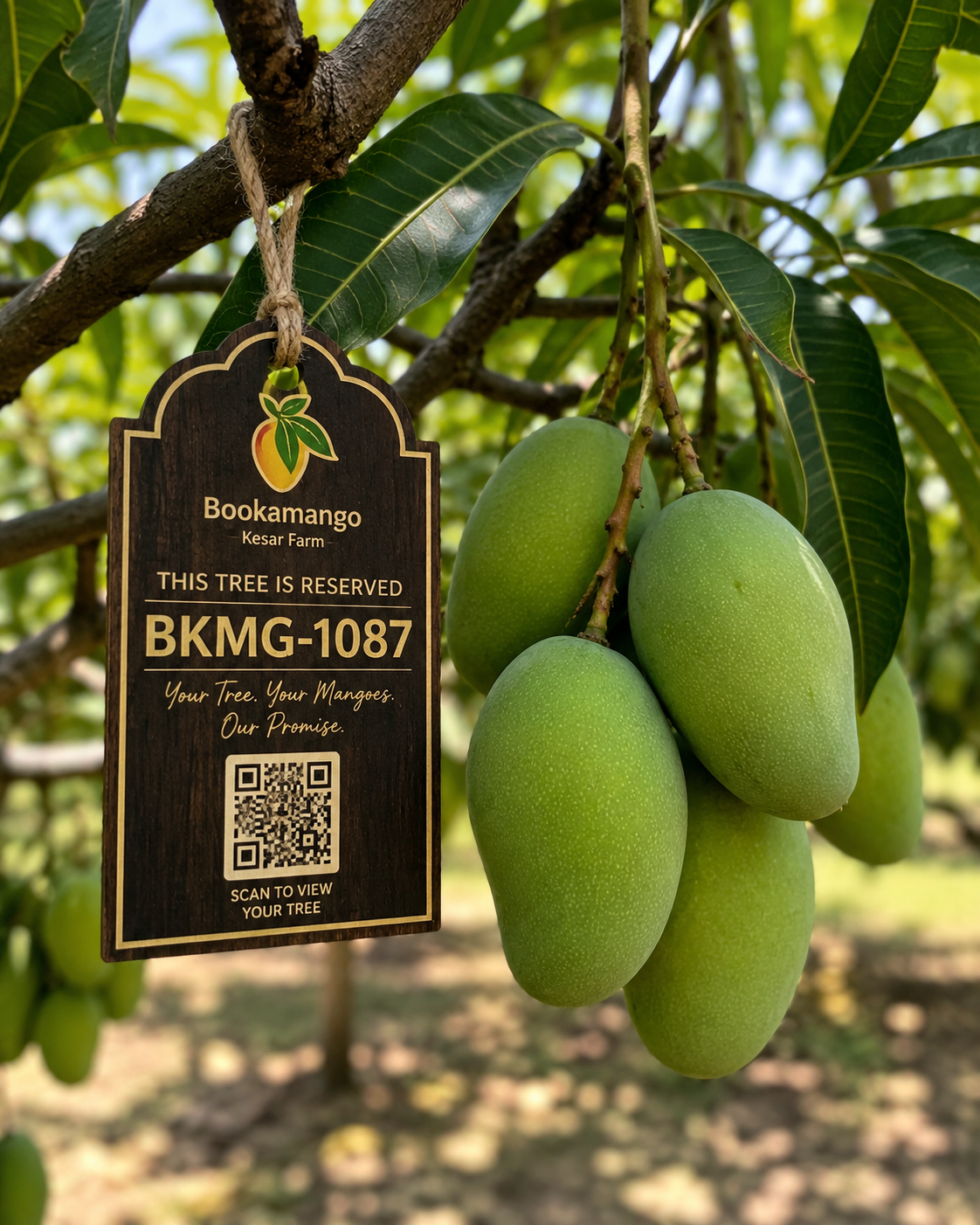 BookAMango Reserved Kutchi Kesar Mango Tree QR Tag for Tree Tracking